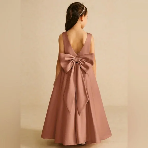Azazie A-Line Bow Matte Satin Dress - Picture 6 of 9
